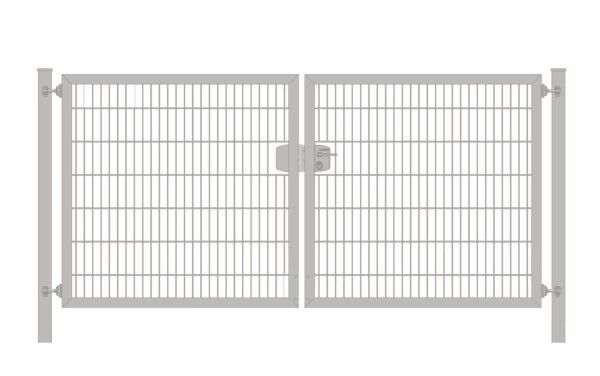 Einfahrtstor Classic 6/5/6 (2-flügelig) symmetrisch; Verzinkt Doppelstabmatte; Breite 200 cm x Höhe 100 cm