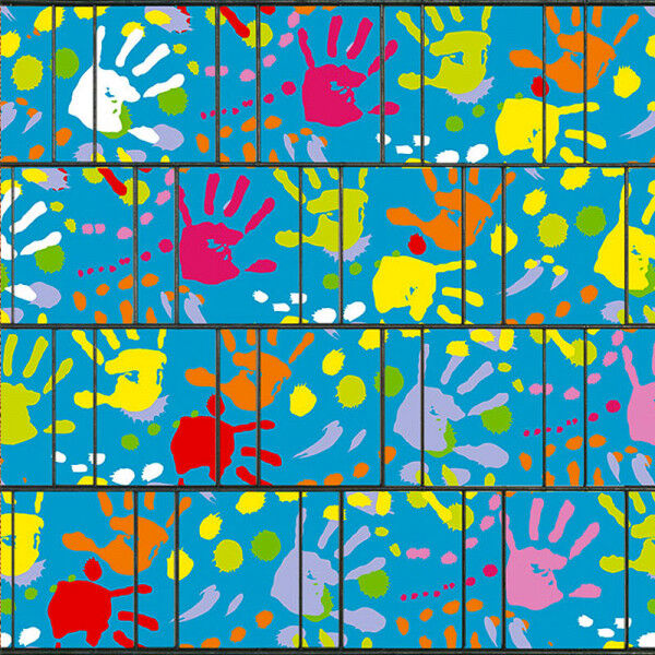 Sichtschutz Premium Motiv Kindergeburtstag / Hände farbig