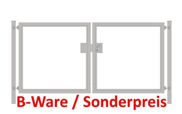 [B-Ware] Einfahrtstor für Holzfüllung waagerecht, Mod2018, 2-flügelig, symmetrisch, Verzinkt, Breite 500 cm x Höhe 160 cm