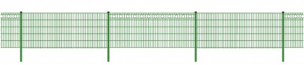 Schmuckzaun / Doppelstabmattenzaun 2-in-1 Kreis-Dekor Komplett-Set / Grün / 161cm hoch / 35m lang 
