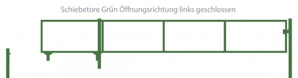 Schiebetor Breite: 400cm; Höhe: 140cm; Grün; ohne Füllung; Öffnungsrichtung links