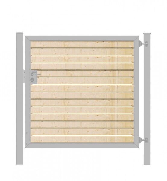 Gartentor Premium Line (1-flg.) mit Holzfüllung waagerecht Verzinkt B: 100 cm x H: 100 cm