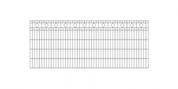 Doppelstabmatten-Schmuckzaun Diamant / Raute Komplett-Set / Verzinkt / 181cm hoch / 97,5m lang 