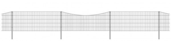 Schmuckzaun / Doppelstabmattenzaun 2-in-1 Bogen konvex Komplett-Set / Verzinkt / 201cm hoch / 57,5m lang 