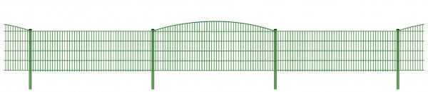 Schmuckzaun / Doppelstabmattenzaun 2-in-1 Bogen groß Komplett-Set / Grün / 161cm hoch / 75m lang 