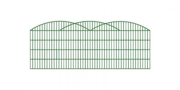Doppelstab-Schmuckzaun 3-er Bogen Komplett-Set mit Abdeckleisten / Grün / 201cm hoch / 27,5m lang 