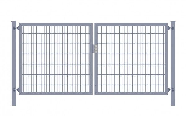 Einfahrtstor Classic Plus (2-flügelig) symmetrisch; Anthrazit 6/5/6er Doppelstabmatte; Breite 400 cm x Höhe 160 cm