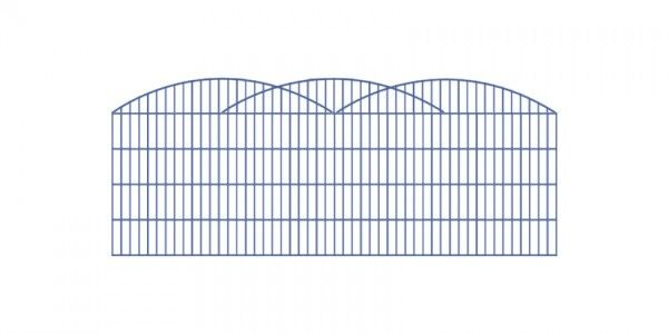 Doppelstab-Schmuckzaun 3-er Bogen Komplett-Set mit Abdeckleisten / Anthrazit / 201cm hoch / 5m lang 