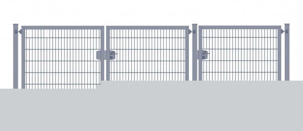 Premium Plus Einfahrtstor 6/5/6 (3-flügelig); Anthrazit Doppelstabmatte; Breite 400 cm (1,25m/ 1,25m/ 1,5m) x Höhe 100 cm