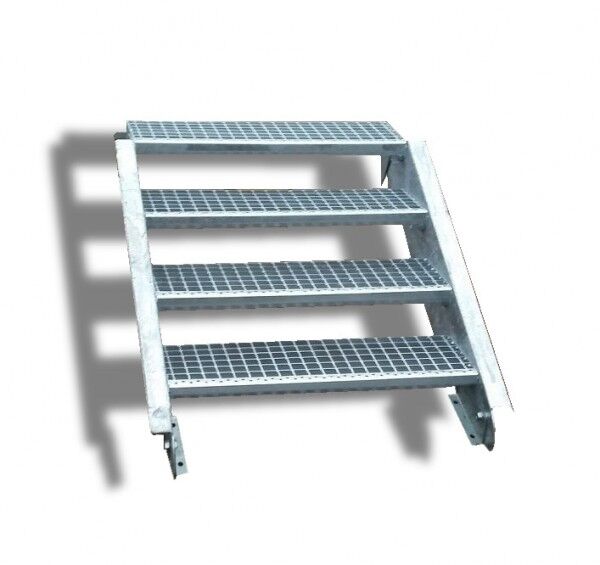 4-stufige Stahltreppe / Breite: 110 cm / Wangentreppe / Gitterrosttreppe mit 4 Stufen